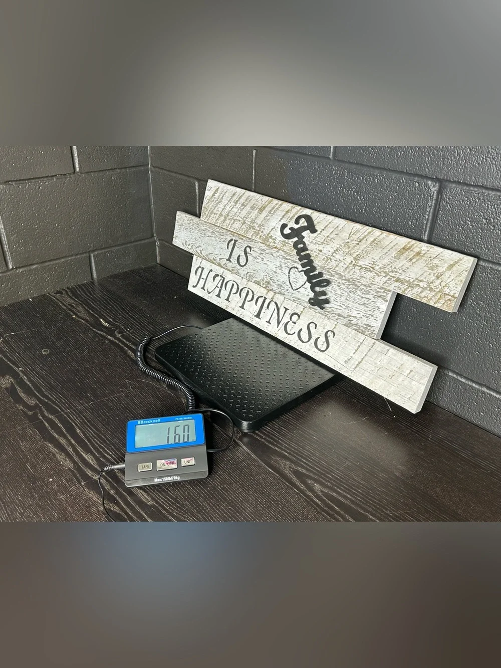 Homemade Wooden 'Family Is Happiness' Sign - Whitewashed with Black Lettering - Picture 5 of 5